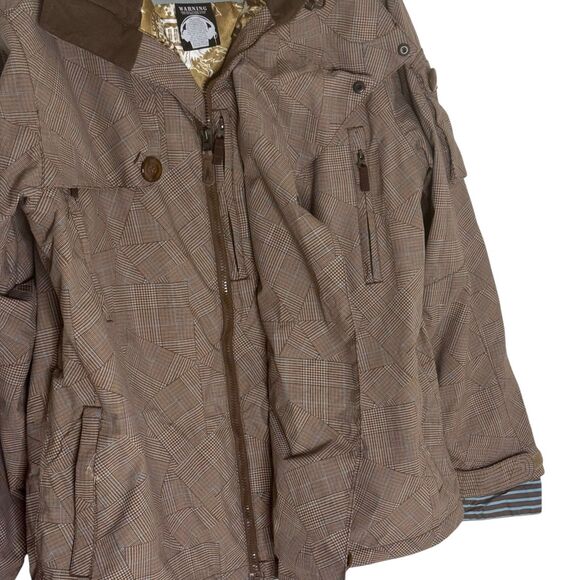 Burton The White Collection Snow Jacket Coat Plaid Brown L bv - Picture 5 of 12